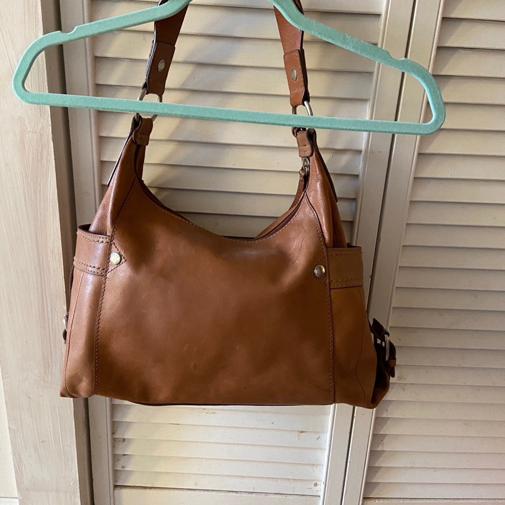 Fossil tan leather shoulder bag purse